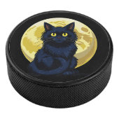 Angry black cat eishockey puck (3/4)