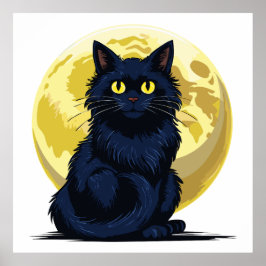 Angry black cat poster