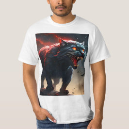 Angry Black Fiery Halloween Pussy Cat, T-Shirt