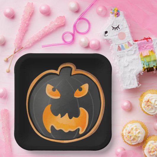 ANGRY BLACK ORANGE HALLOWEEN PUMPKIN PAPPTELLER (Party)