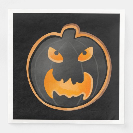 ANGRY BLACK ORANGE HALLOWEEN PUMPKIN SERVIETTE (Vorderseite)