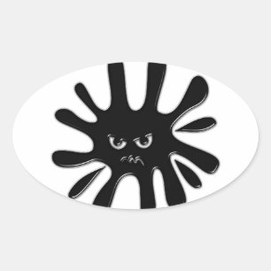 Angry Black Paint Spritzer Ovaler Aufkleber