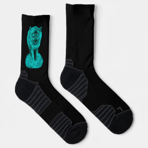Angry Black Wolf in den Nachtsocken Socken