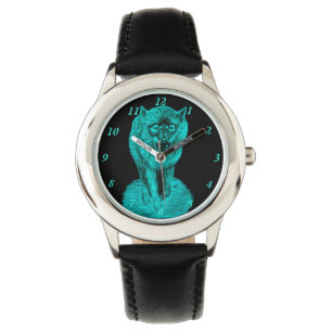 Angry Black Wolf in der Nacht Armbanduhr