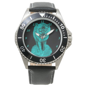 Angry Black Wolf in der Nacht Armbanduhr