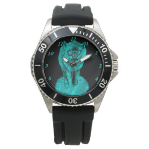 Angry Black Wolf in der Nacht Armbanduhr