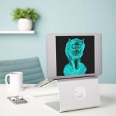 Angry Black Wolf in der Nacht Aufkleber (Laptop auf Schreibtisch)