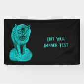 Angry Black Wolf in der Nacht Banner (Horizontal)