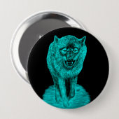 Angry Black Wolf in der Nacht Button (Vorne & Hinten)
