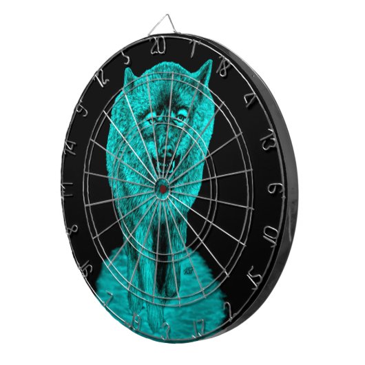 Angry Black Wolf in der Nacht Dartscheibe (Vorderseite rechts)