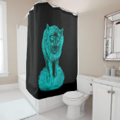 Angry Black Wolf in der Nacht Duschvorhang (Beispiel)