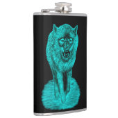 Angry Black Wolf in der Nacht Flachmann (Rechts)