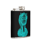 Angry Black Wolf in der Nacht Flachmann (Rechts)