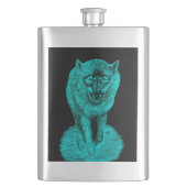 Angry Black Wolf in der Nacht Flachmann (Vorderseite)