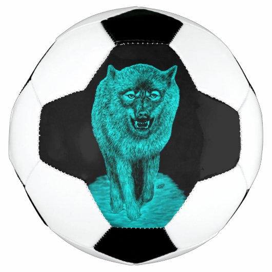 Angry Black Wolf in der Nacht Fußball (Vorderseite)