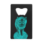 Angry Black Wolf in der Nacht Geldbeutel Flaschenöffner (Rückseite)