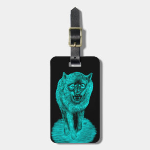 Angry Black Wolf in der Nacht Gepäckanhänger
