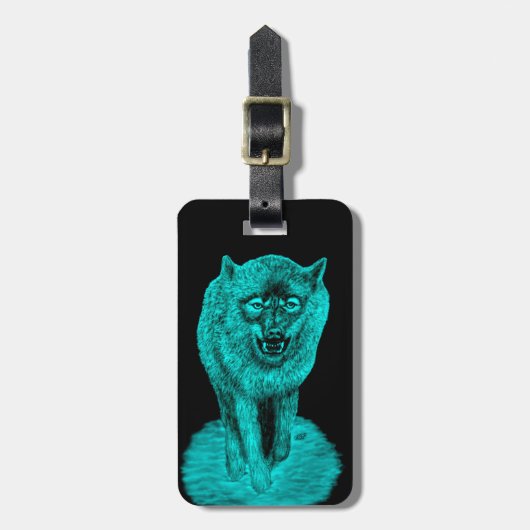 Angry Black Wolf in der Nacht Gepäckanhänger (Vorderseite vertikal)