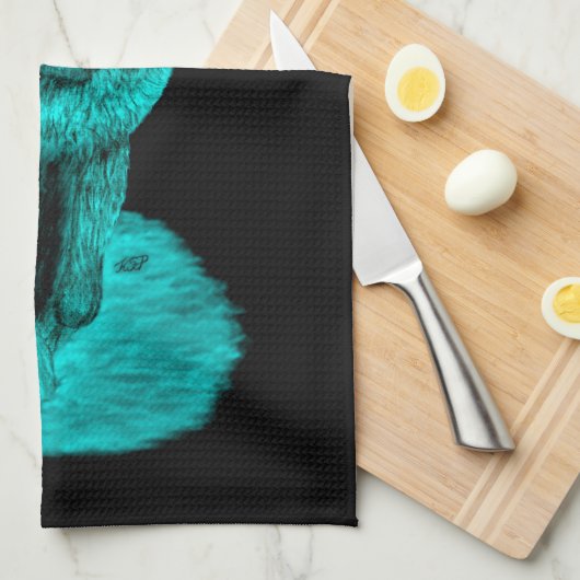 Angry Black Wolf in der Nacht Geschirrtuch (Viertel Falte)