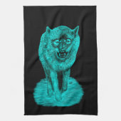 Angry Black Wolf in der Nacht Geschirrtuch (Vertikal)