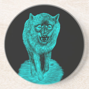 Angry Black Wolf in der Nacht Getränkeuntersetzer