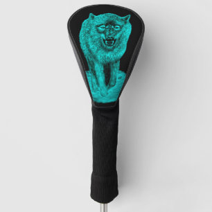 Angry Black Wolf in der Nacht Golf Headcover