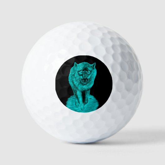 Angry Black Wolf in der Nacht Golfball (Vorderseite)