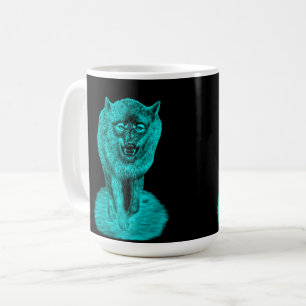Angry Black Wolf in der Nacht Kaffeetasse