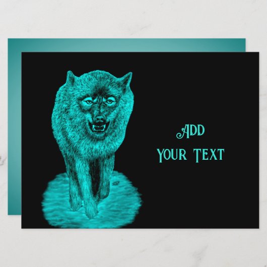 Angry Black Wolf in der Nacht Karte (Vorne/Hinten)