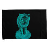 Angry Black Wolf in der Nacht Kissenbezug (Vorderseite-Rechts)