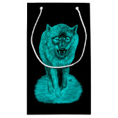 Angry Black Wolf in der Nacht Kleine Geschenktüte (Rückseite)