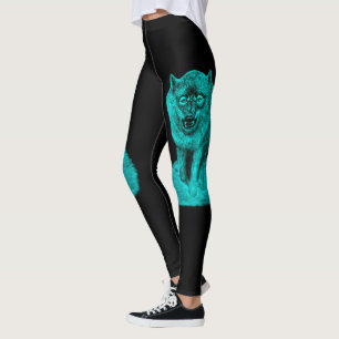 Angry Black Wolf in der Nacht Leggings