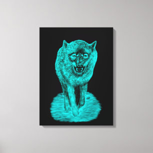 Angry Black Wolf in der Nacht Leinwanddruck