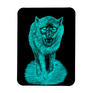 Angry Black Wolf in der Nacht Magnet