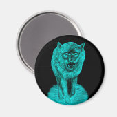 Angry Black Wolf in der Nacht Magnet (Vorderseite/Rückseite)