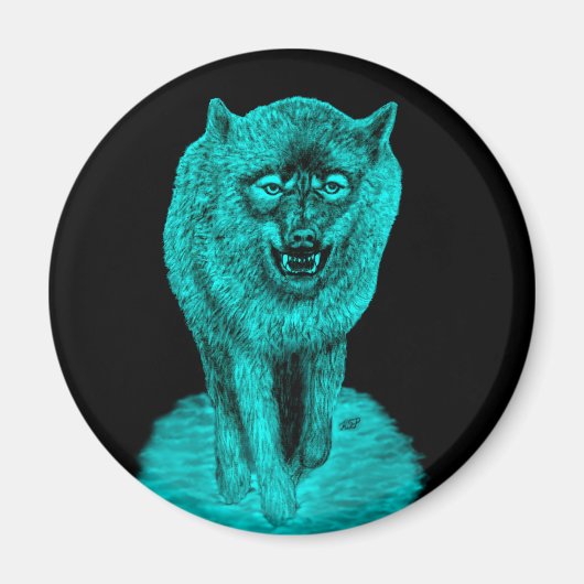 Angry Black Wolf in der Nacht Magnet (Vorne)