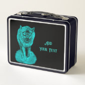 Angry Black Wolf in der Nacht Metall Brotdose (Rückseite)