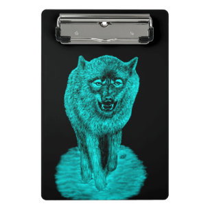 Angry Black Wolf in der Nacht Mini Klemmbrett