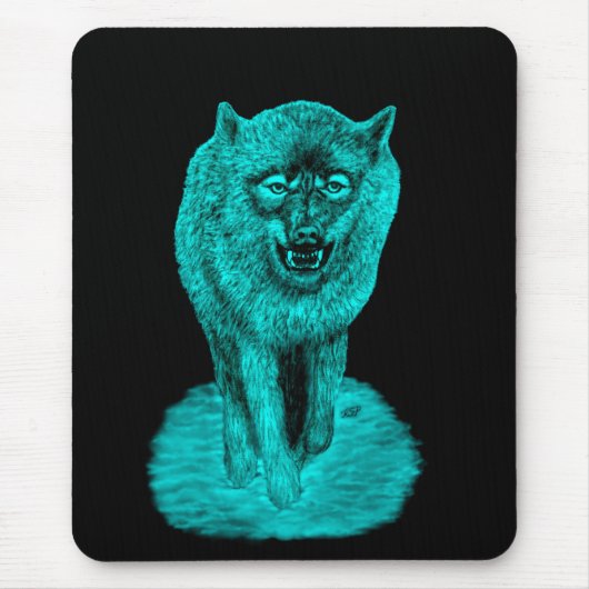 Angry Black Wolf in der Nacht Mousepad (Vorne)