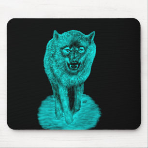 Angry Black Wolf in der Nacht Mousepad