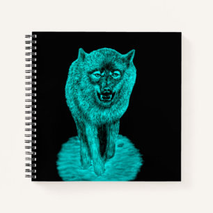 Angry Black Wolf in der Nacht Notizblock