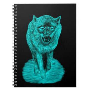 Angry Black Wolf in der Nacht Notizblock