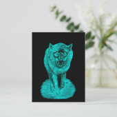 Angry Black Wolf in der Nacht Postkarte (Stehend Vorderseite)