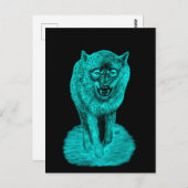 Angry Black Wolf in der Nacht Postkarte (Vorne/Hinten)
