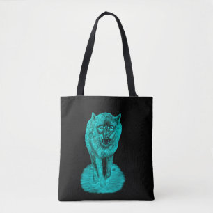 Angry Black Wolf in der Nacht Tasche