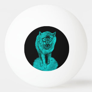 Angry Black Wolf in der Nacht Tischtennisball