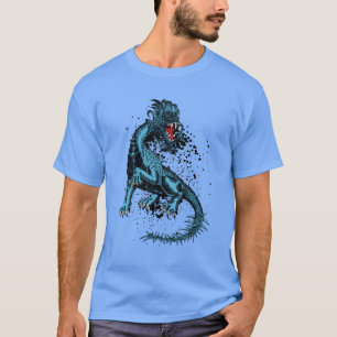 Angry Blue Dragon mit spitzen Schwänzen T-Shirt