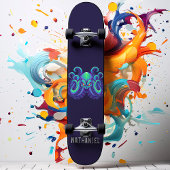 Angry Blue Kraken Octopus Personalisierter Name Skateboard