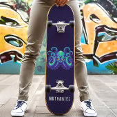 Angry Blue Kraken Octopus Personalisierter Name Skateboard