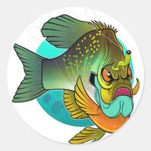Angry Bluegill Fishing Runder Aufkleber